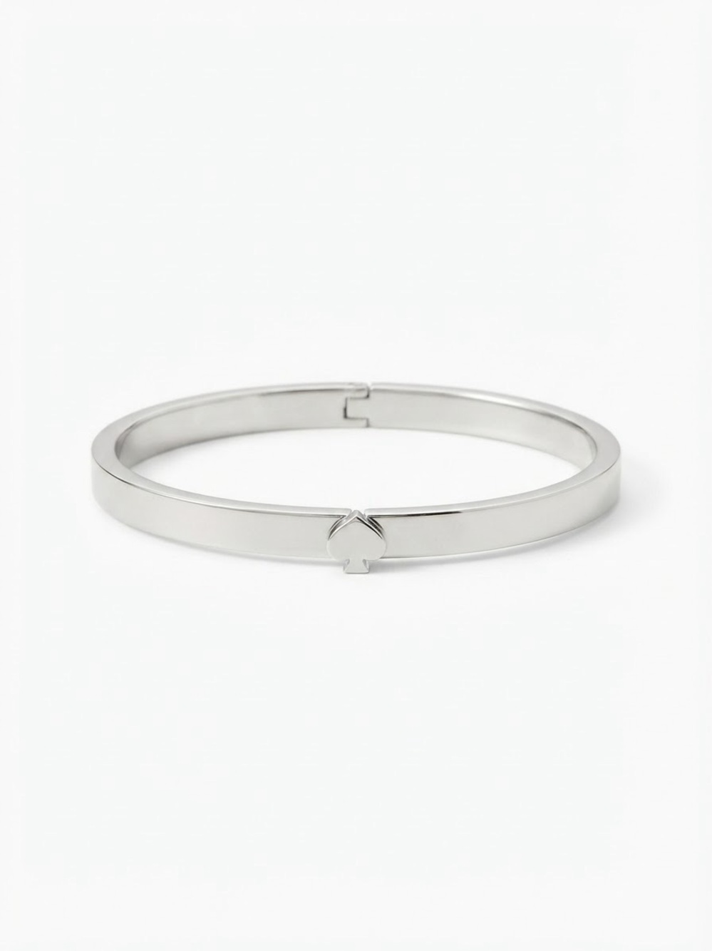 Kate Spade Silver Tone Spade Clasp Hinged Bangle Bracelet